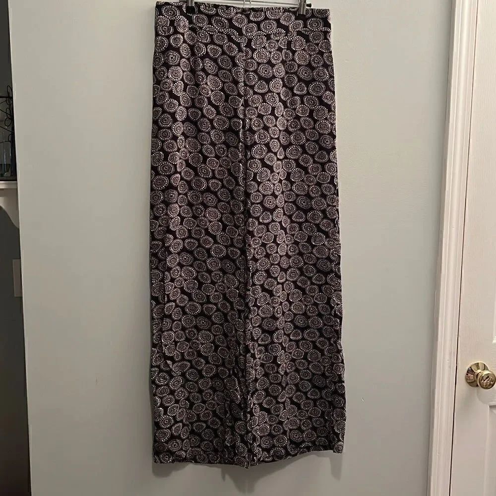 Charlotte Russe Women's Black White Mandala Floral Wide Leg Pants